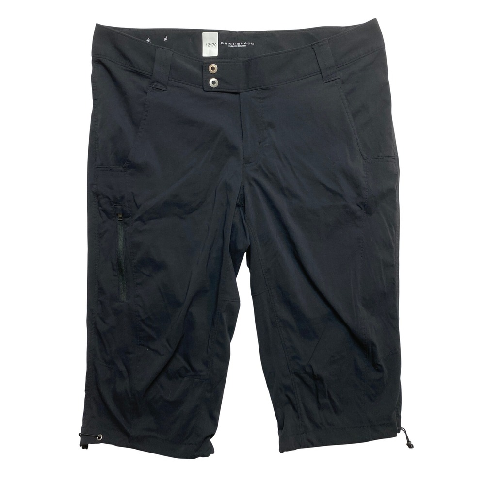 Columbia Capris Womens 16 Black Omni-Shade Omni-Shield Hiking Knickers Cinch Hem